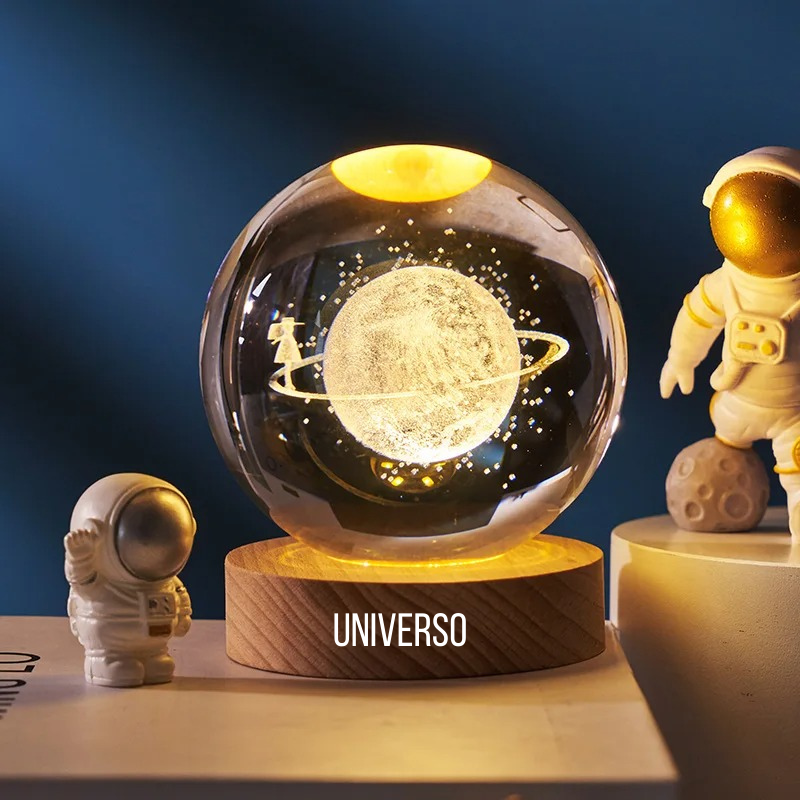 Luminária Esfera de Cristal Planetária 3D