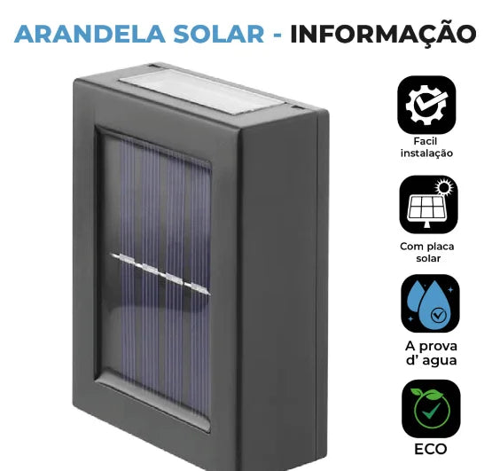 Luminária Solar  LED Slim 2 Focos de luz quente para parede