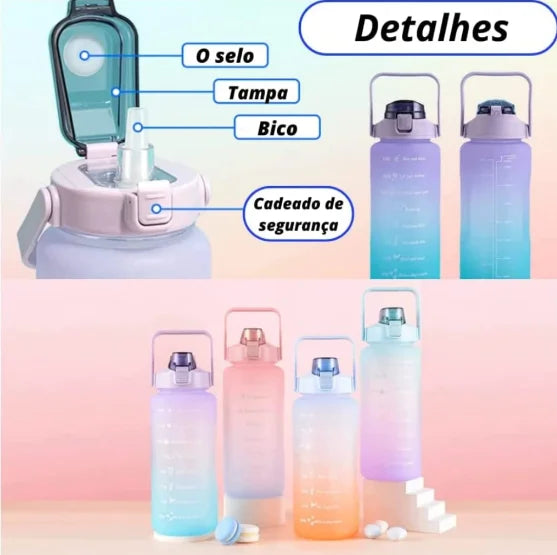Kit Garrafas D´Água 300ML + 900ML + 2000ML