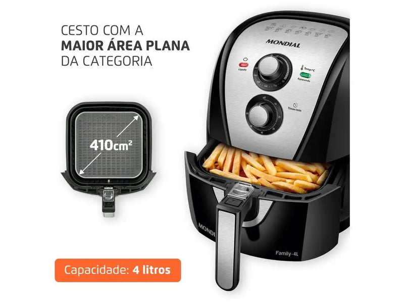 Air Fryer Mondial Preta 4L com Timer - 110V