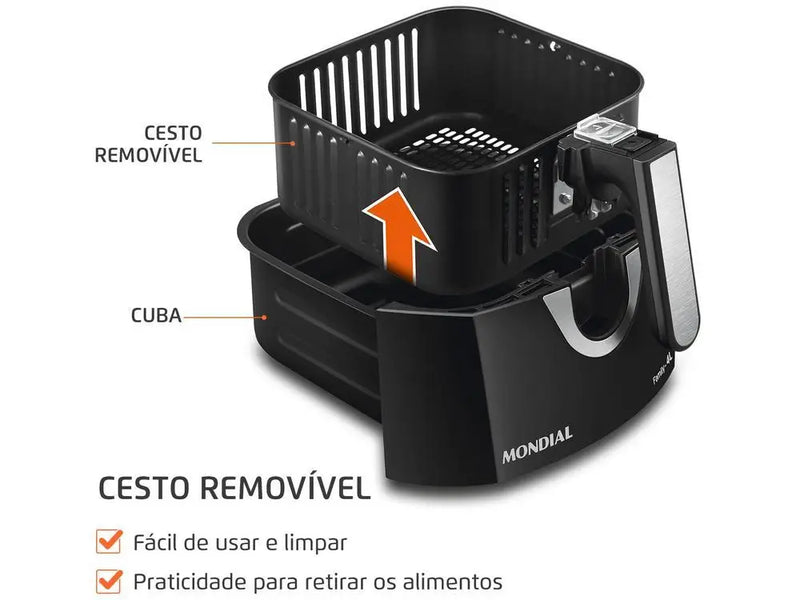 Air Fryer Mondial Preta 4L com Timer - 110V