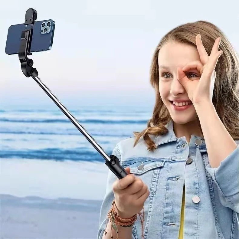 Bastão Pau de selfie Tripé Retrátil Com Luz de LED