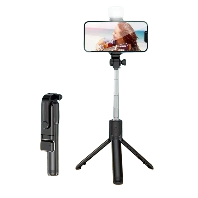 Bastão Pau de selfie Tripé Retrátil Com Luz de LED